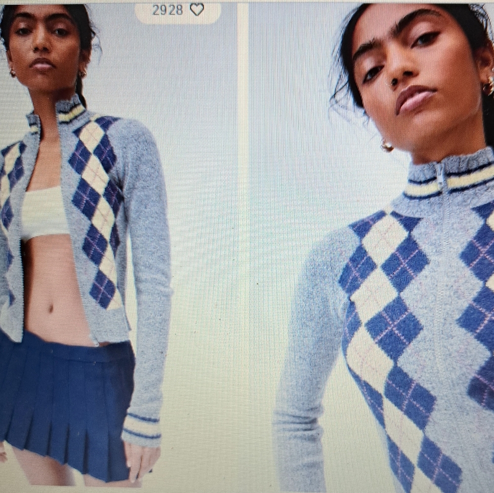 Urban Outfitters, NWT, Argyle Patterned cardigan. - Picture 2 of 3